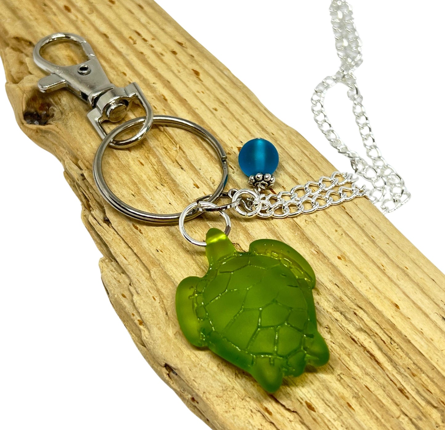 Sea Turtle Eyeglass Lanyard – Green Glass Turtle Necklace Chain & ID Badge Holder, Coastal Gift