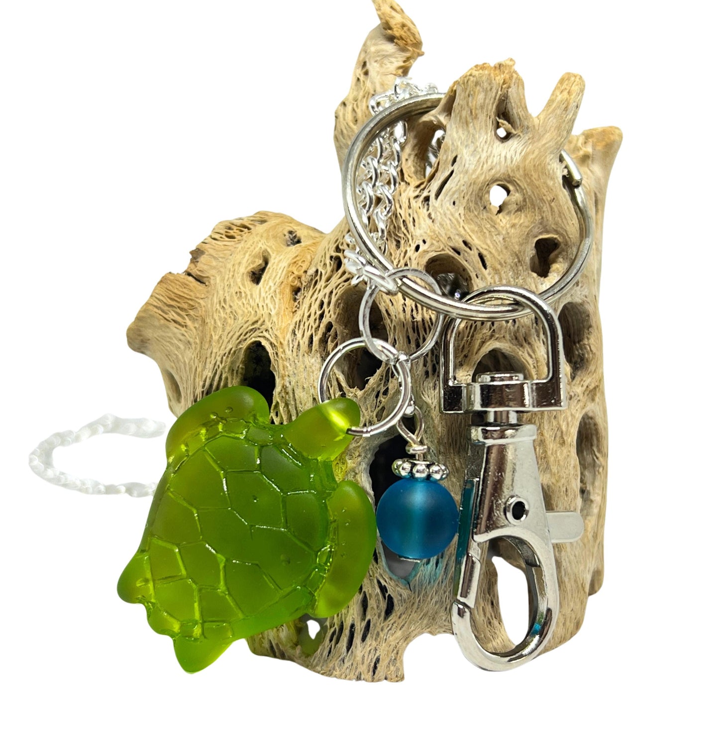 Sea Turtle Eyeglass Lanyard – Green Glass Turtle Necklace Chain & ID Badge Holder, Coastal Gift