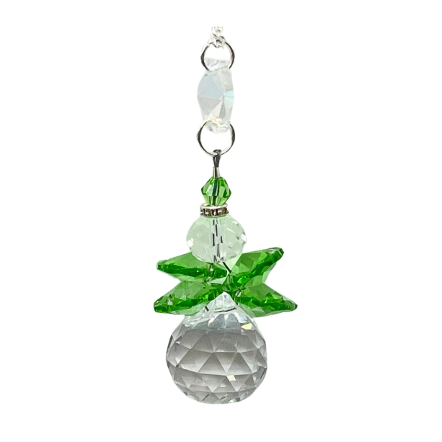 Crystal Angel Sun Catcher – Faceted Crystal Ball Rear View Mirror Charm, Choose Your Color