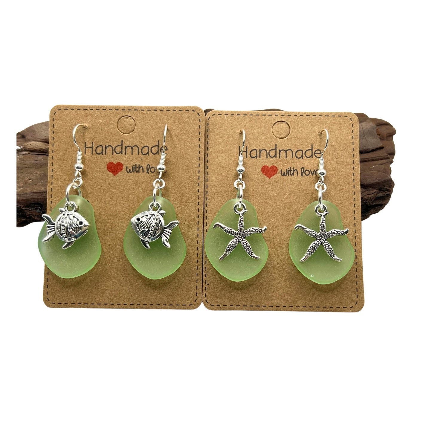 Sea Turtle & Starfish Earrings – Sea Glass Beach Jewelry, Choose Your Design & Color