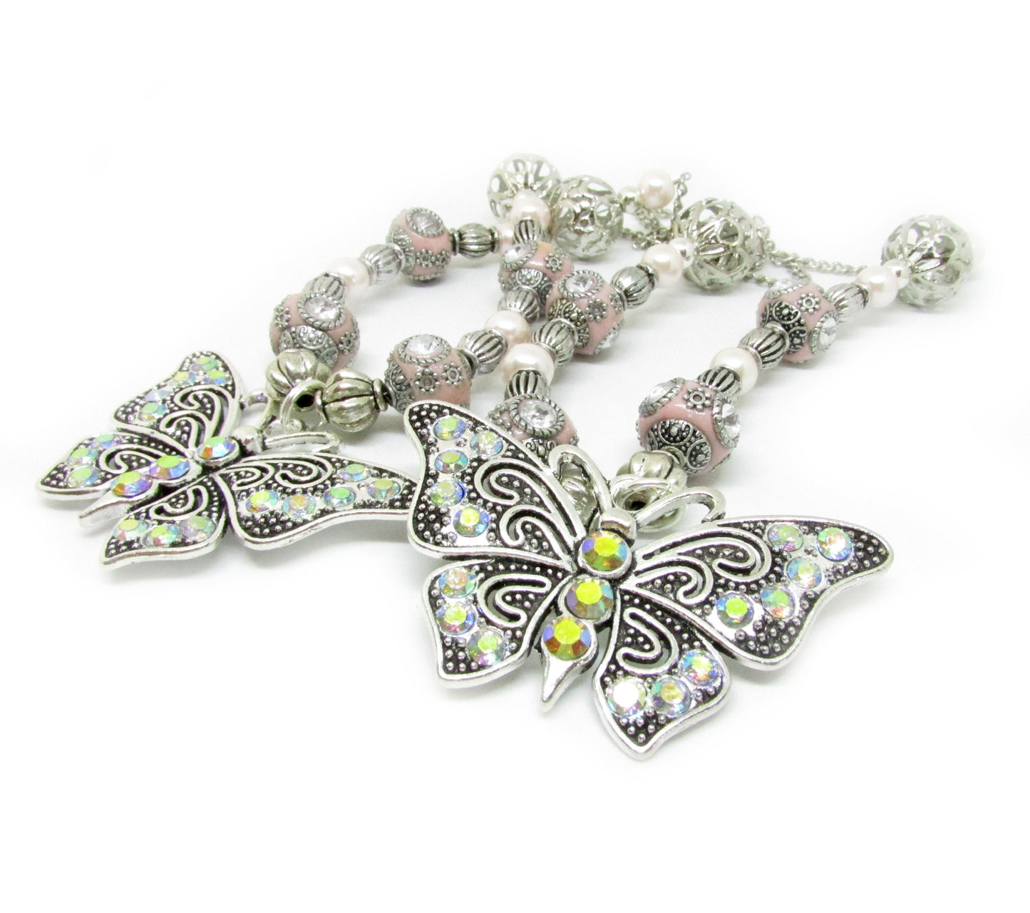 Butterfly Curtain Tiebacks – Rhinestone Beaded Nursery & Girls Room Decor, Handmade Set of 2