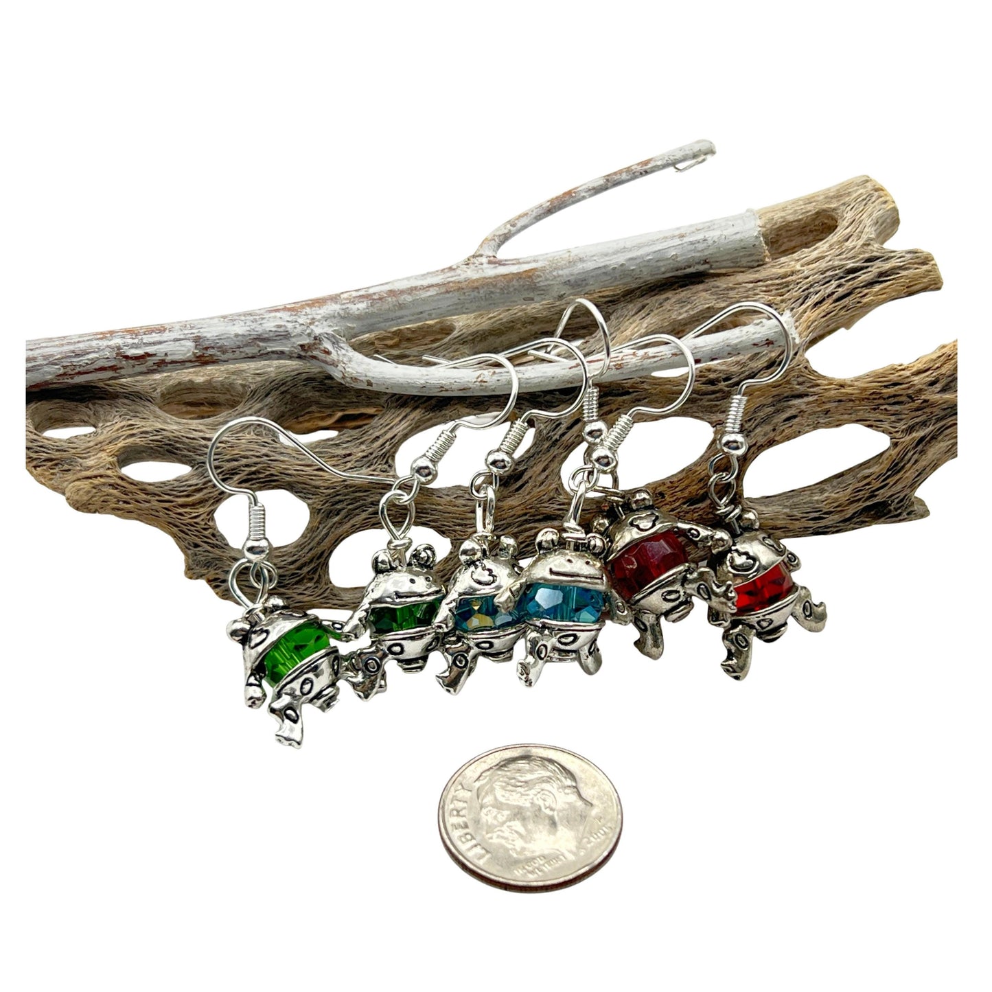 Frog Earrings – Pearl Accent Crystal Dangle, Playful Lightweight Animal Jewelry Gift