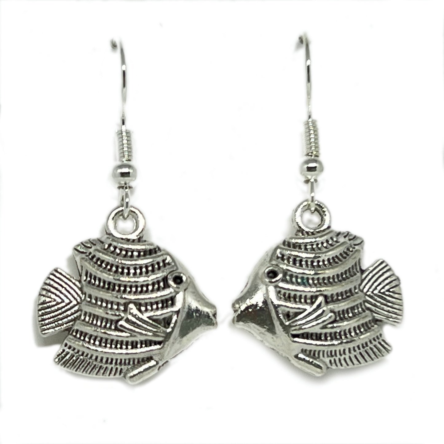 Angelfish Dangle Earrings – Silver Tropical Beach Jewelry, Handmade Ocean Gift for Her