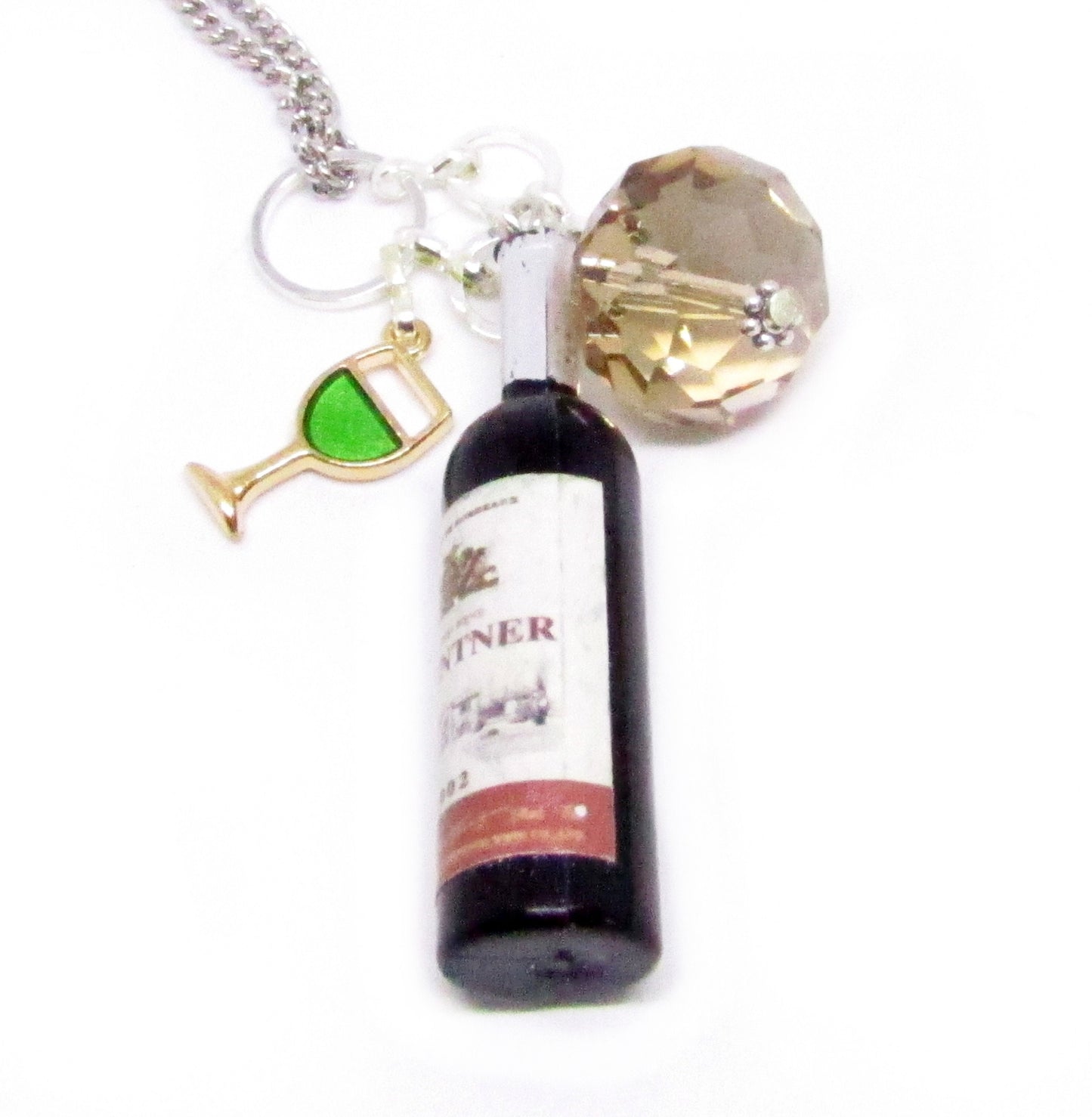 Wine Lover Car Charm – Sparkling Bottle & Glass Rear View Mirror Accessory