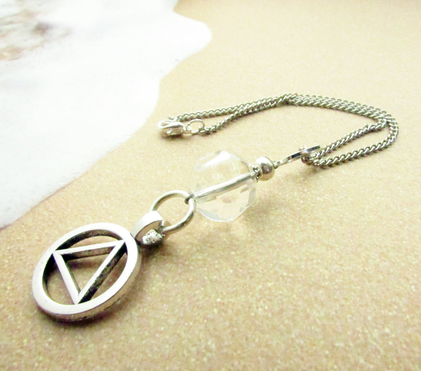 Crystal AA Car Charm – Addiction Recovery Rear View Mirror Gift, Sobriety Car Accessory