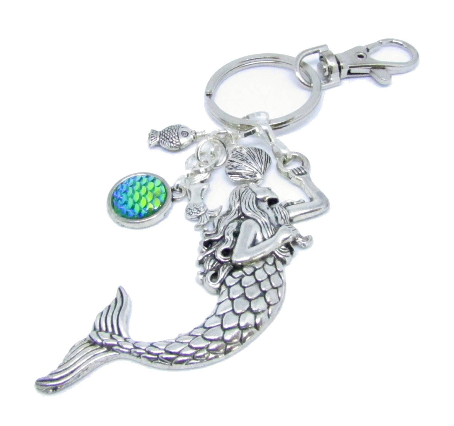 Mermaid Keychain & Purse Charm – Tropical Fish Scale Beach Accessory, Gift Under $20