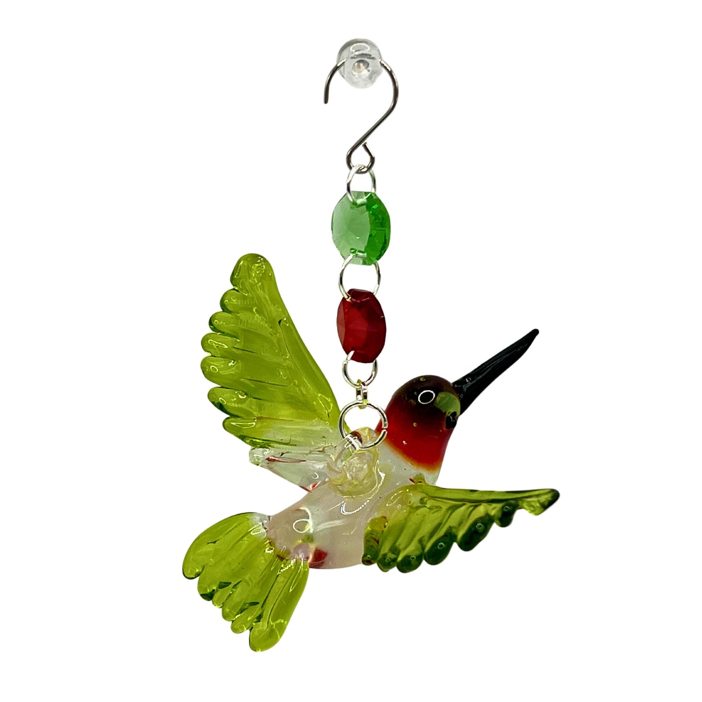 Glass Hummingbird Sun Catcher – Crystal Beaded Window Decor, Handmade Nature Gift (Green or Turquoise)