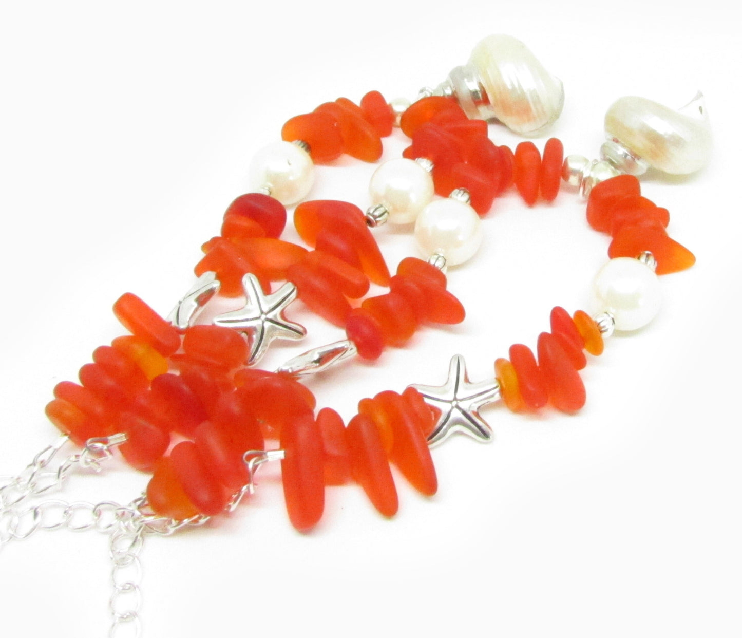 Seashell Curtain Tiebacks – Sea Glass Beads & Starfish, Handmade Coastal Beach Decor Set of 2