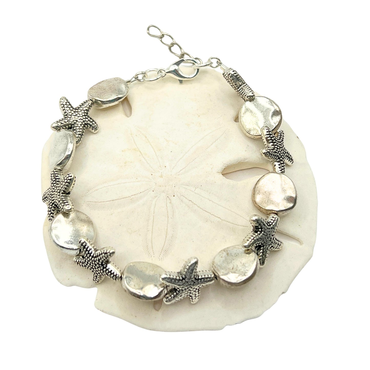 Beach Charm Bracelet – Starfish or Seashell Design, Handmade Coastal Jewelry for Women