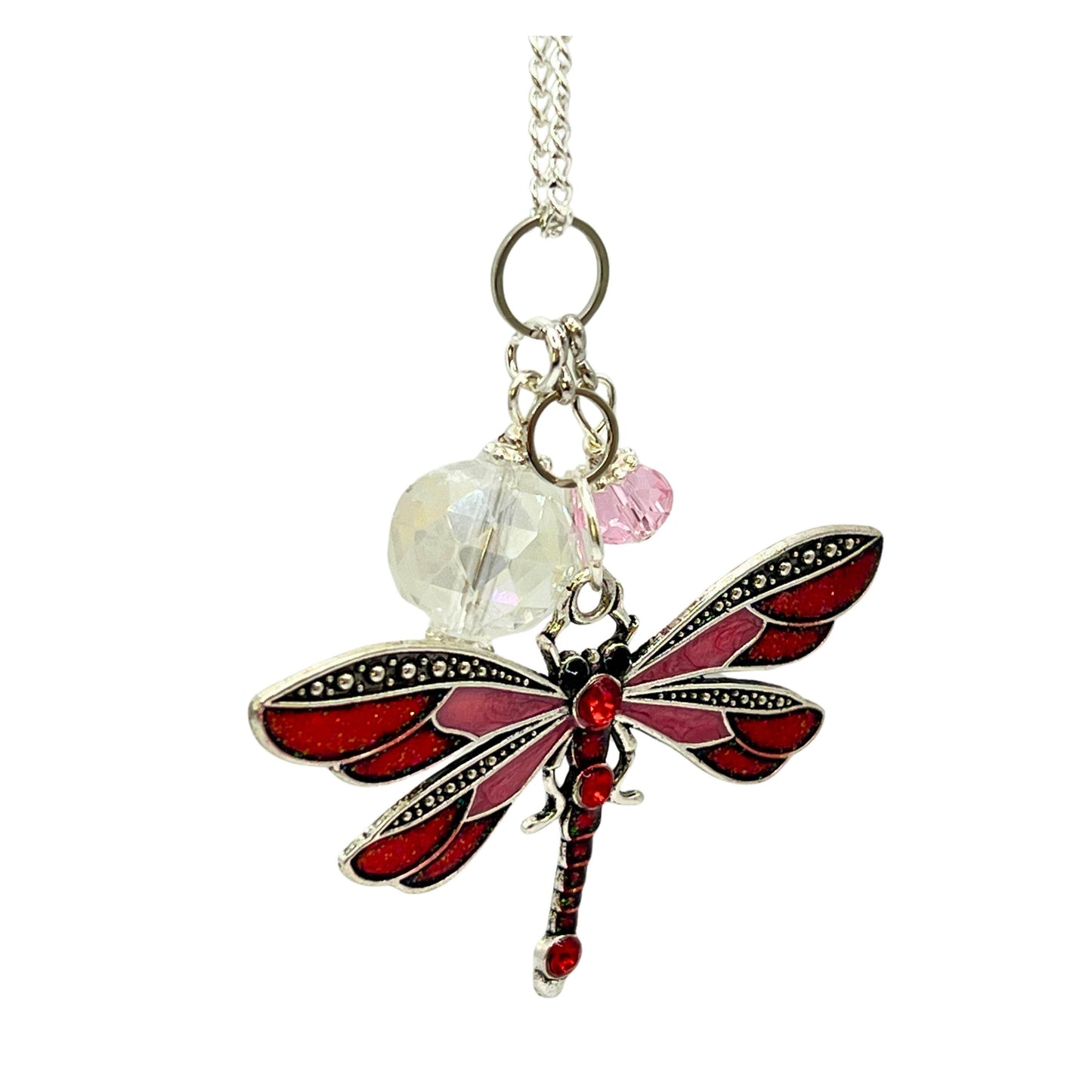 Dragonfly Car Charm – Crystal Sun Catcher Rear View Mirror Charm, Choose Your Color