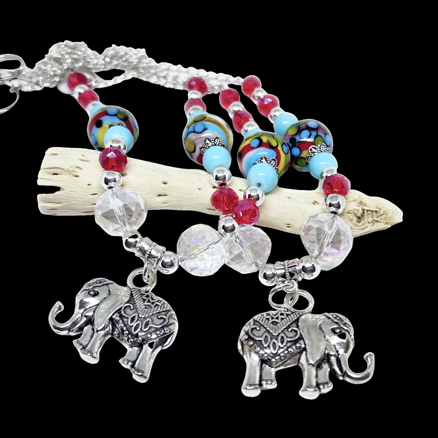 Elephant Curtain Tiebacks – 3D Ceramic Pendant Beaded Drapery Holdbacks, Handmade Kids Room Decor