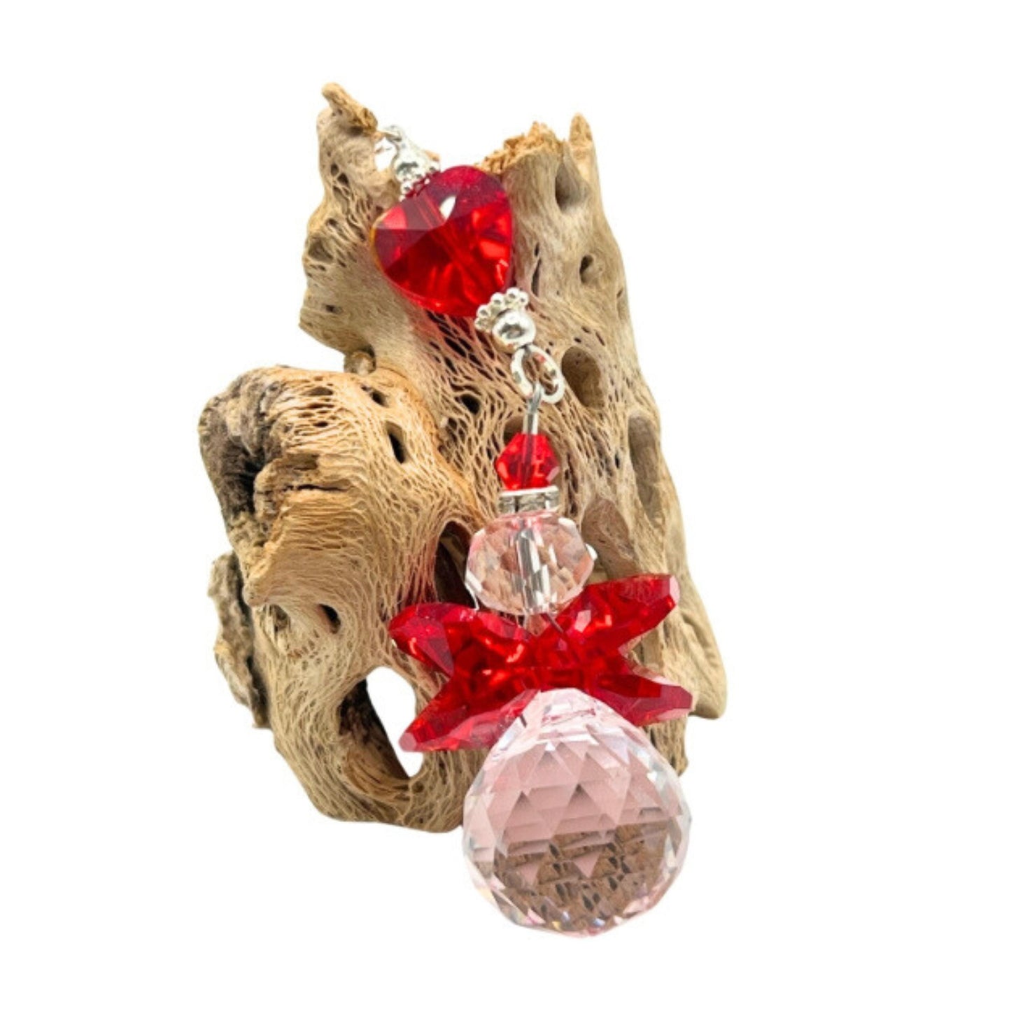 Crystal Angel Sun Catcher – Faceted Crystal Ball Rear View Mirror Charm, Choose Your Color