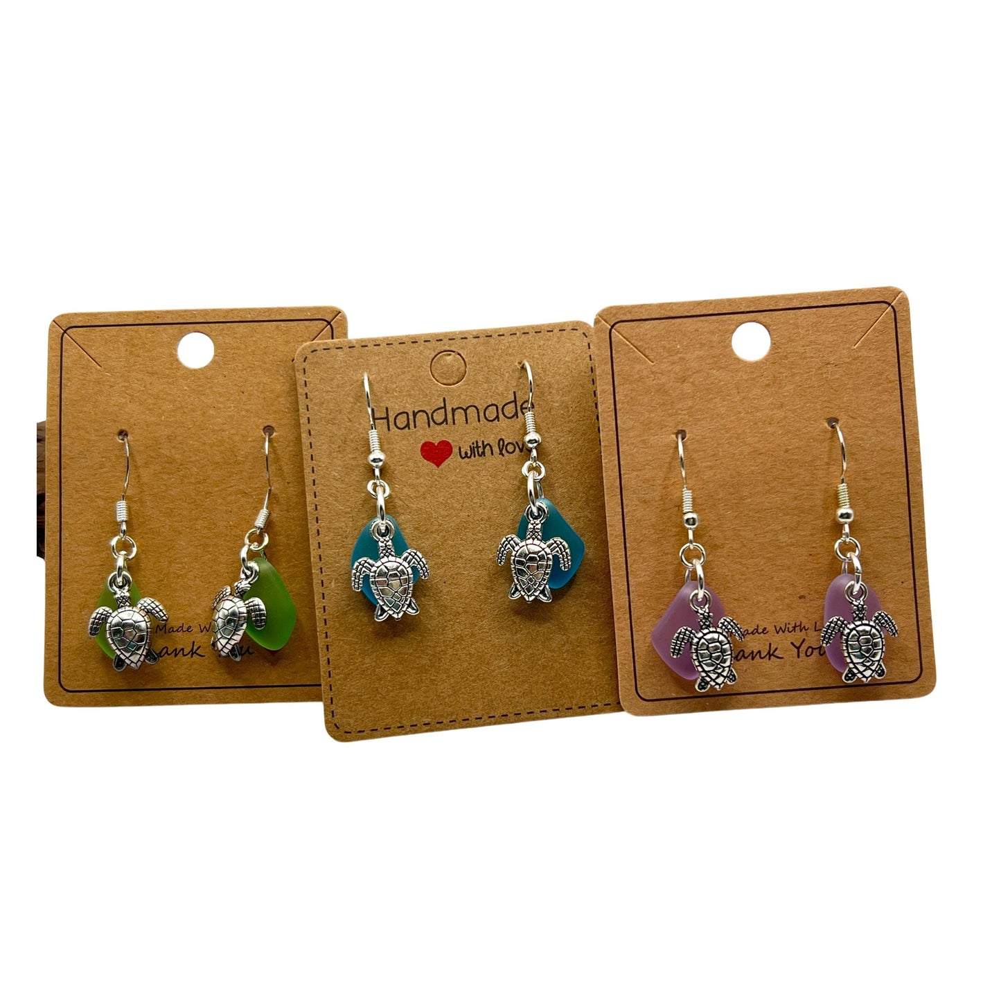 Sea Turtle & Starfish Earrings – Sea Glass Beach Jewelry, Choose Your Design & Color