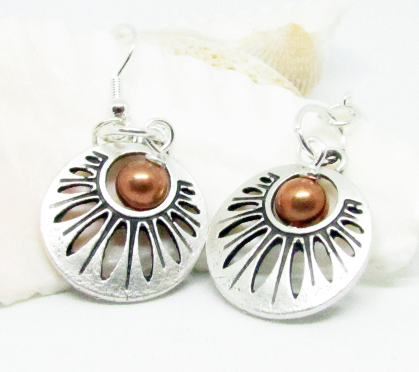 Boho Circle Dangle Earrings – Retro 70s Hippie Style, Lightweight Handmade Gift for Her