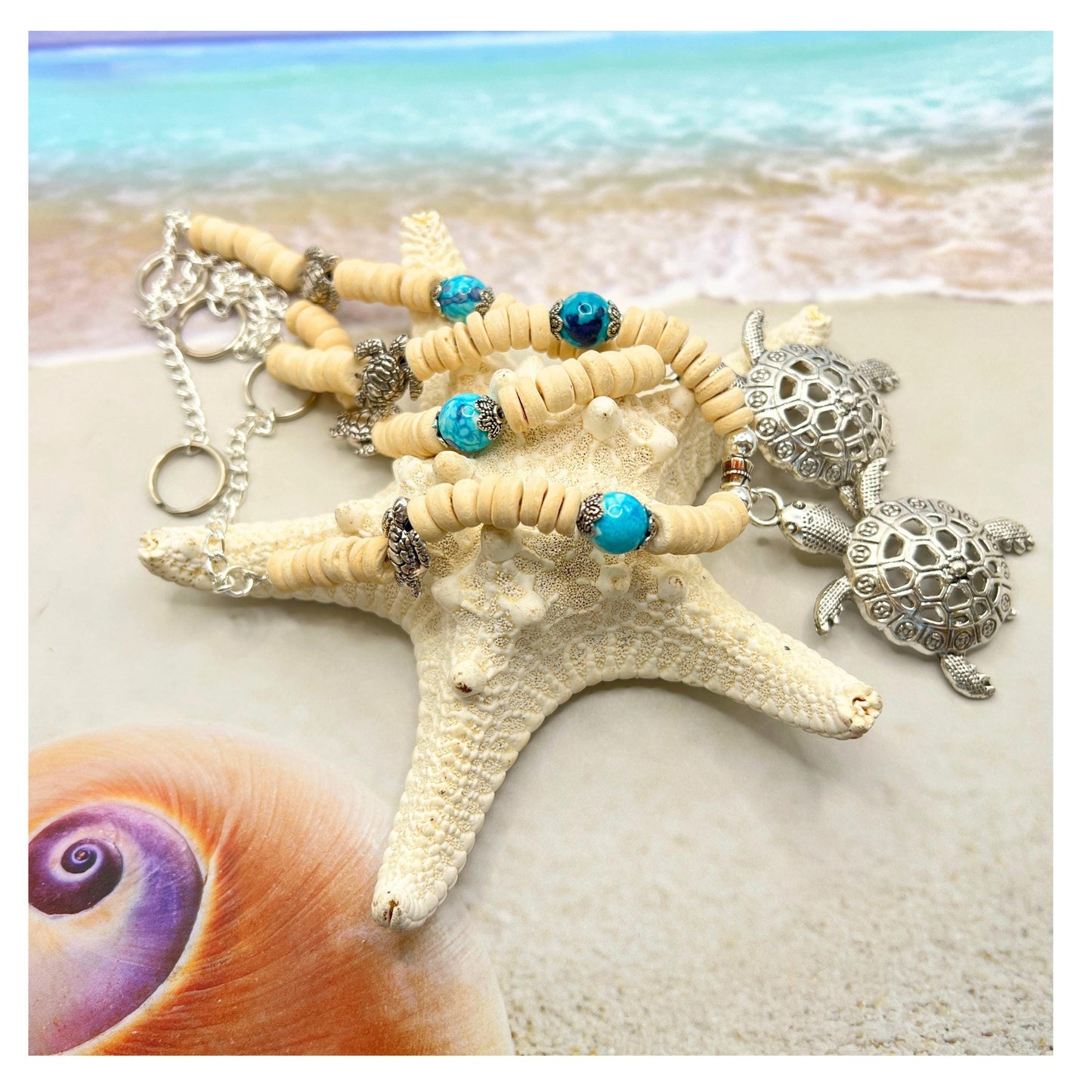 Sea Turtle Curtain Tiebacks – Coconut Shell & Sea Glass Nautical Beach Decor, Handmade Set of 2