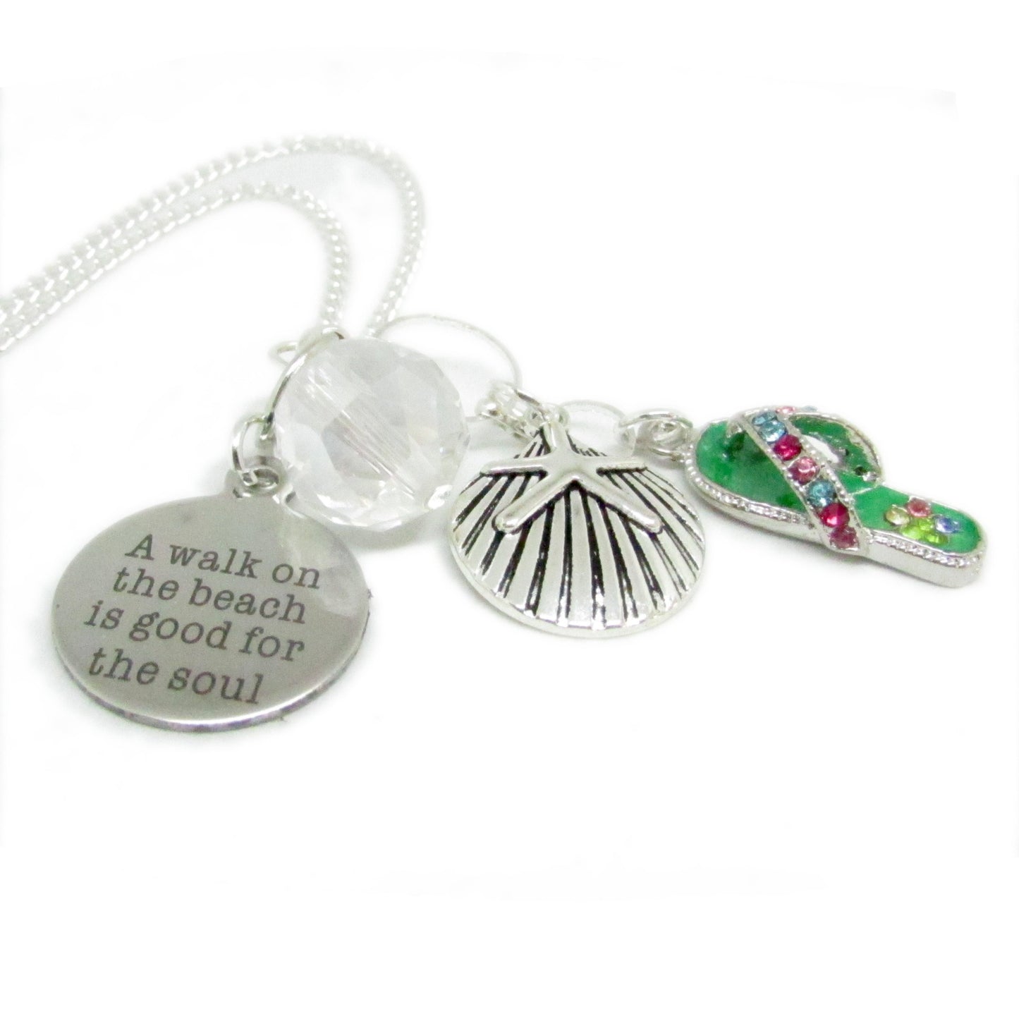 Tropical Car Mirror Charm – Starfish, Seashell & Flip Flop Suncatcher with Beach Quote