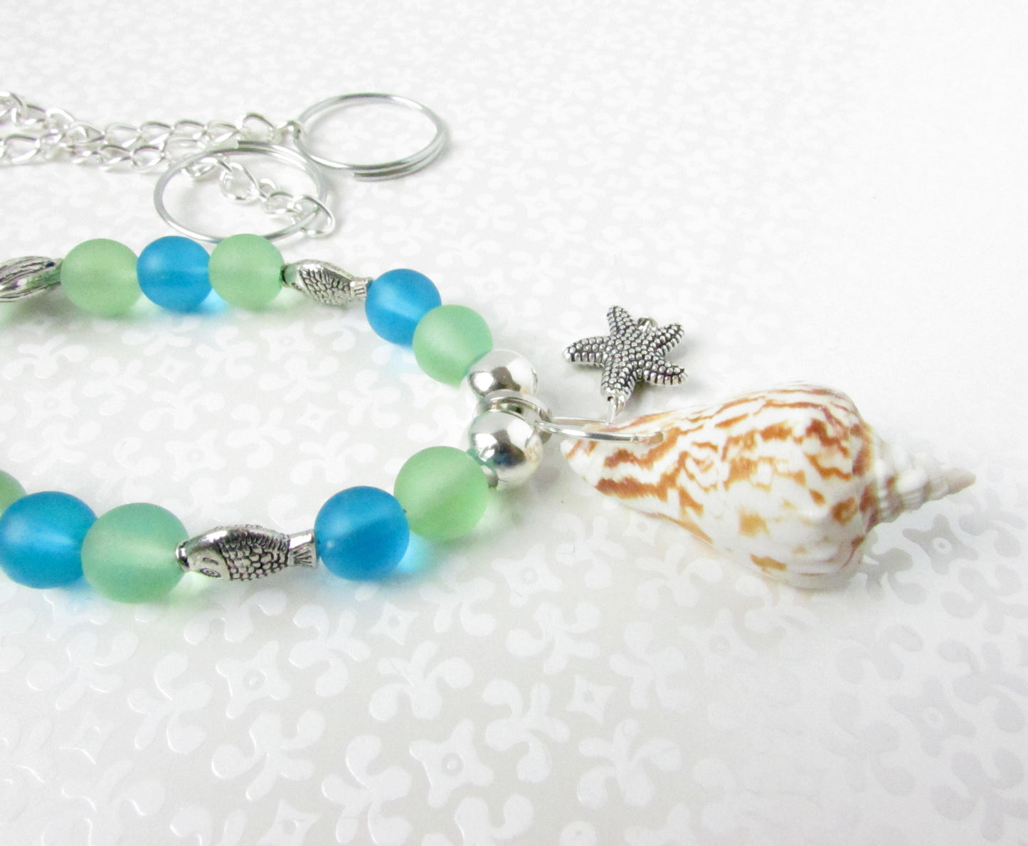 Seashell Curtain Tiebacks – Sea Glass Beaded Tropical Coastal Decor, Set of 2