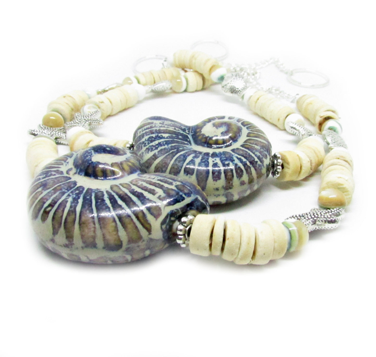 Seashell Curtain Tiebacks – Ceramic Shell, Coconut & Starfish Beads, Beach House Window Decor Set of 2