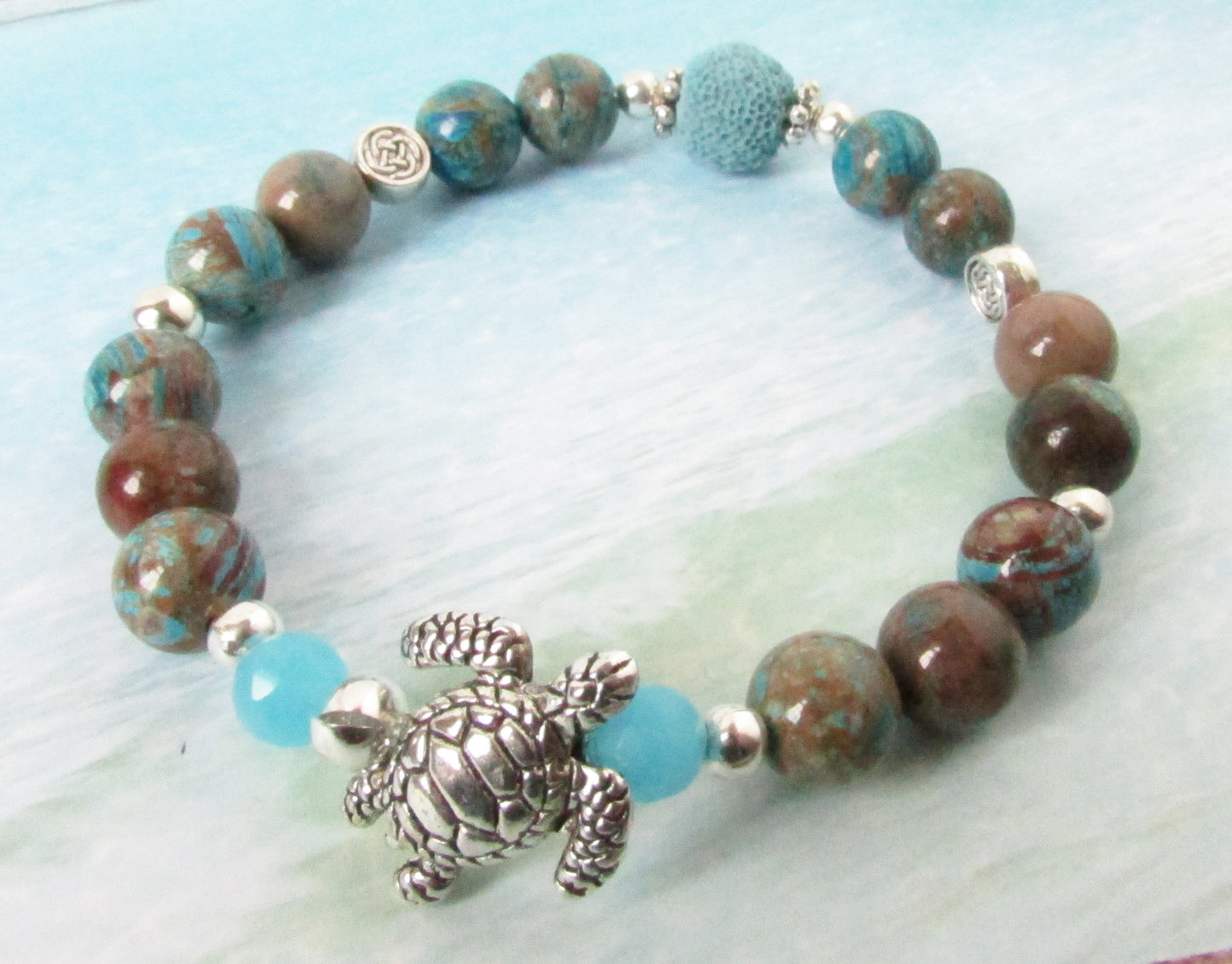 Turtle Bracelet: Crazy Lace Agate & Lava Stone Aromatherapy Diffuser