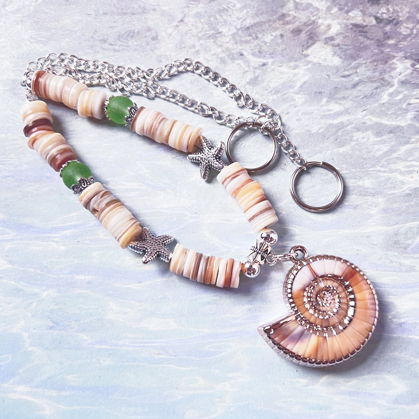 Seashell Curtain Tiebacks – Conch Shell & Coconut Bead Handmade Coastal Decor, Set of 2