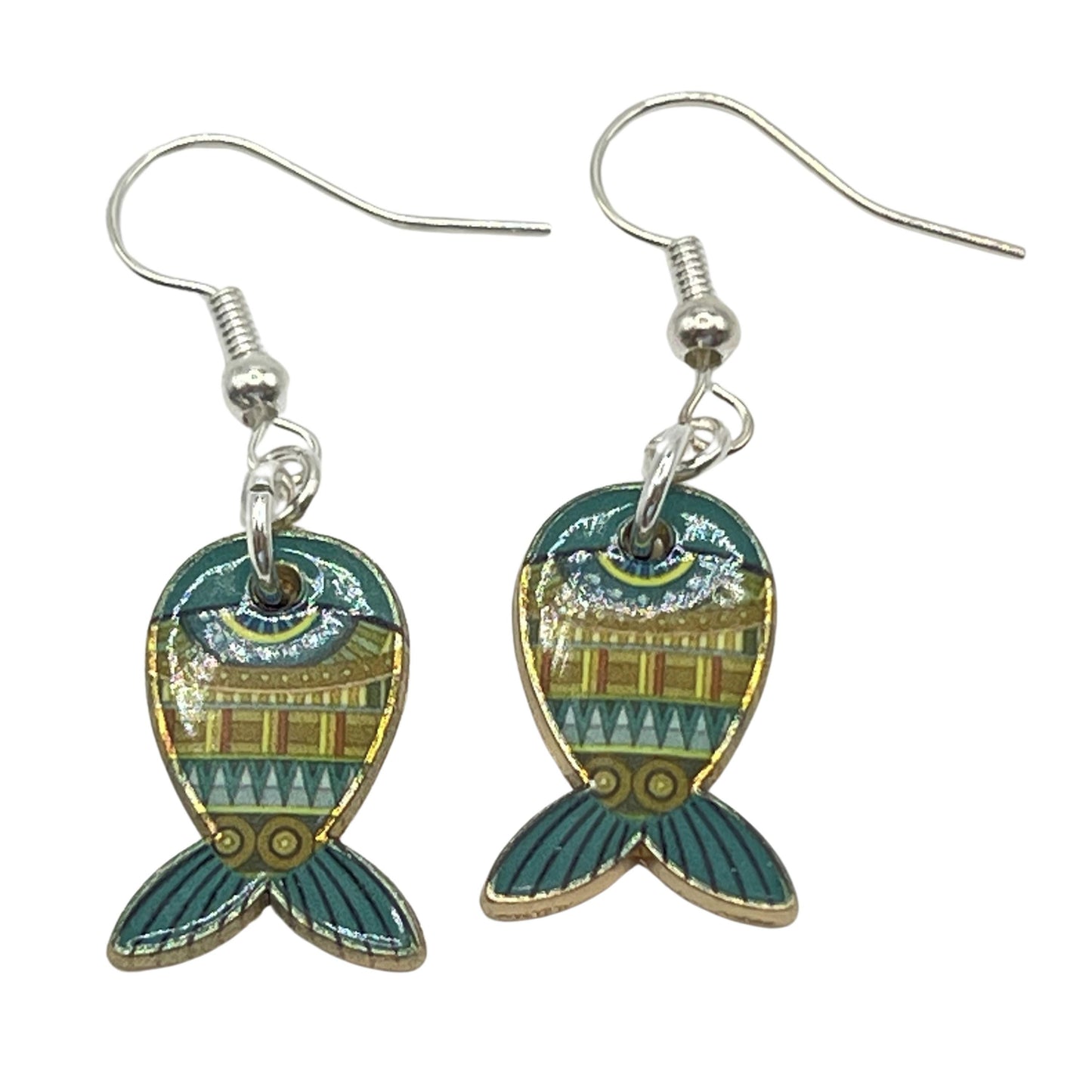 Enamel Fish Dangle Earrings – Colorful Whimsical Beach Jewelry, Handmade Gift for Her
