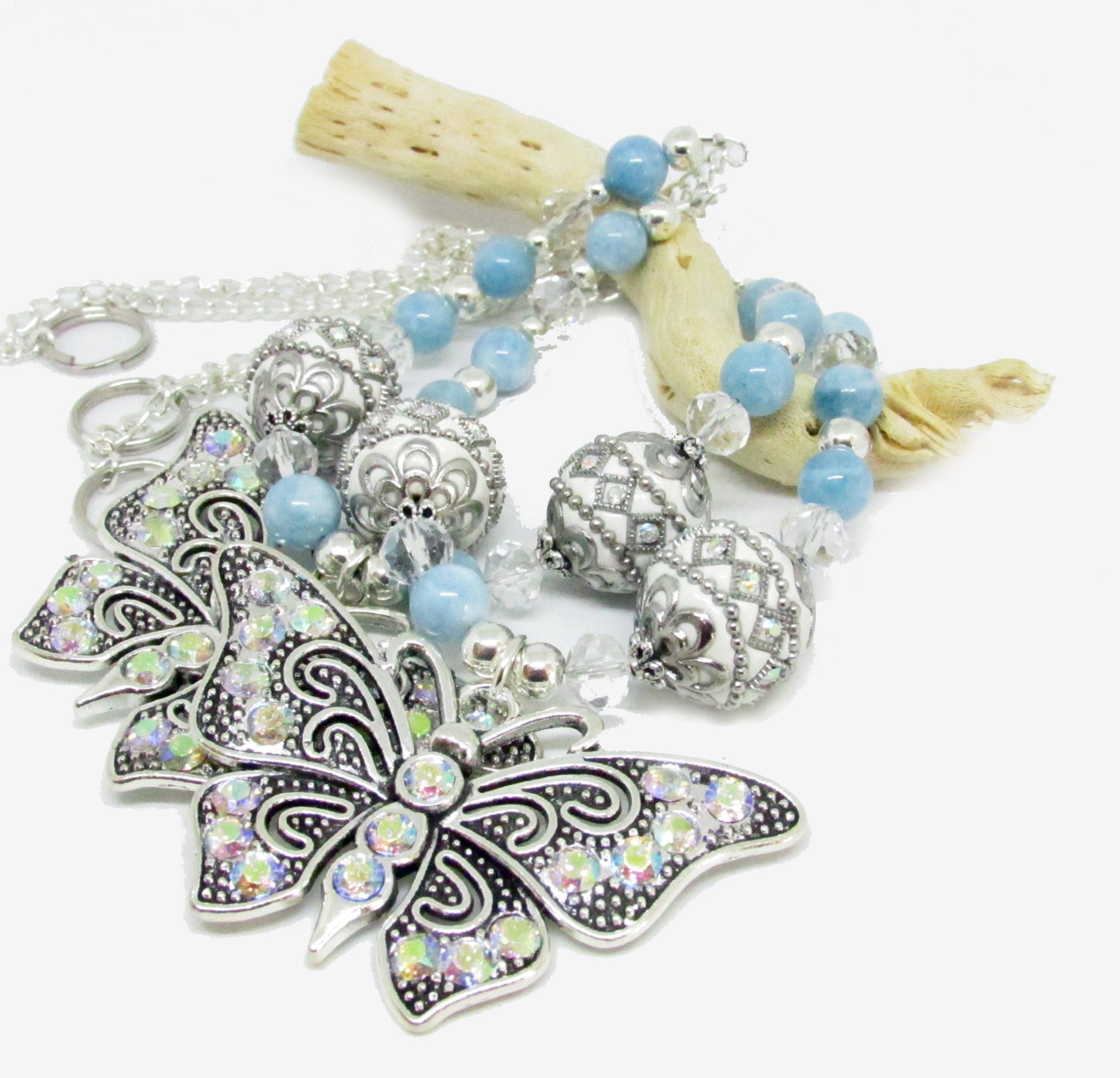 Butterfly Curtain Tiebacks – Rhinestone Beaded Nursery & Girls Room Decor, Handmade Set of 2