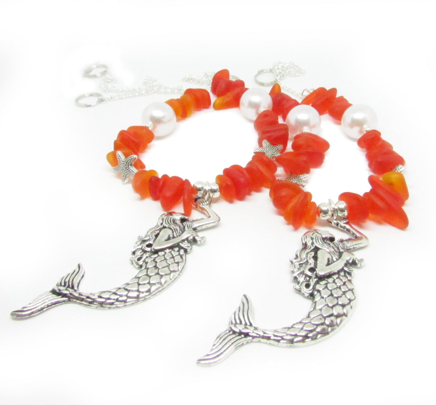 Mermaid Curtain Tiebacks – Sea Glass & Pearl Beaded Beach Home Decor, Handmade Set of 2