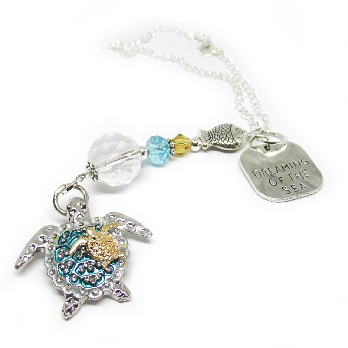 Mom and Baby Turtle Car Charm – Ocean Rear View Mirror Sun Catcher, Heartfelt Mother's Day Gift