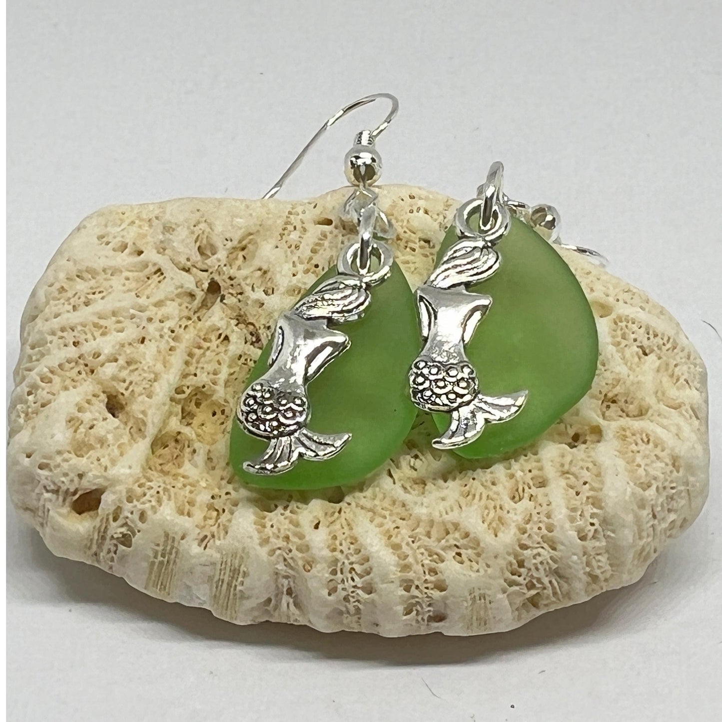 Mermaid & Sea Glass Earrings – Dainty Coastal Beach Jewelry, Bridesmaid & Ocean Gift for Her