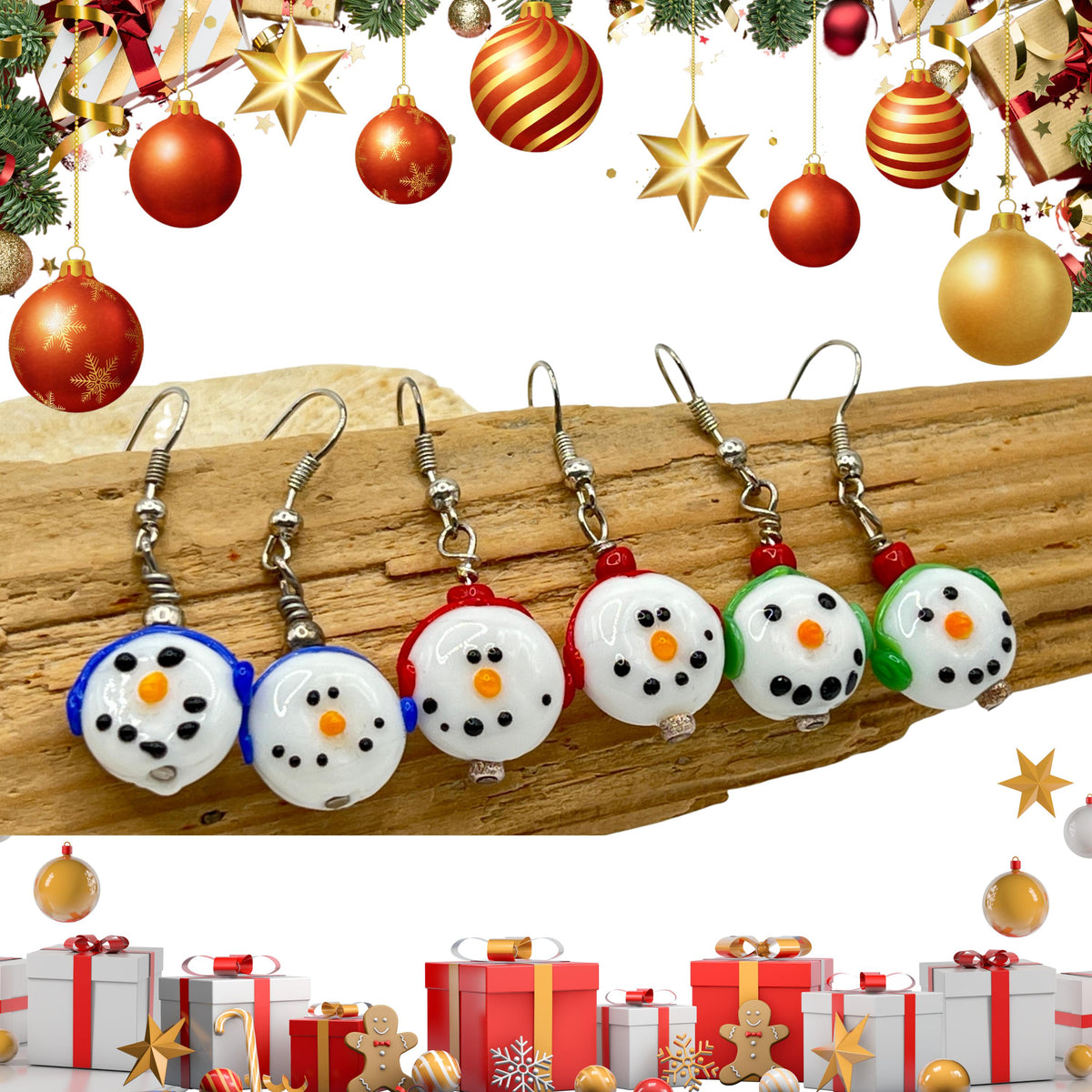 Whimsical Snowman Earrings - Holiday Stocking Stuffer