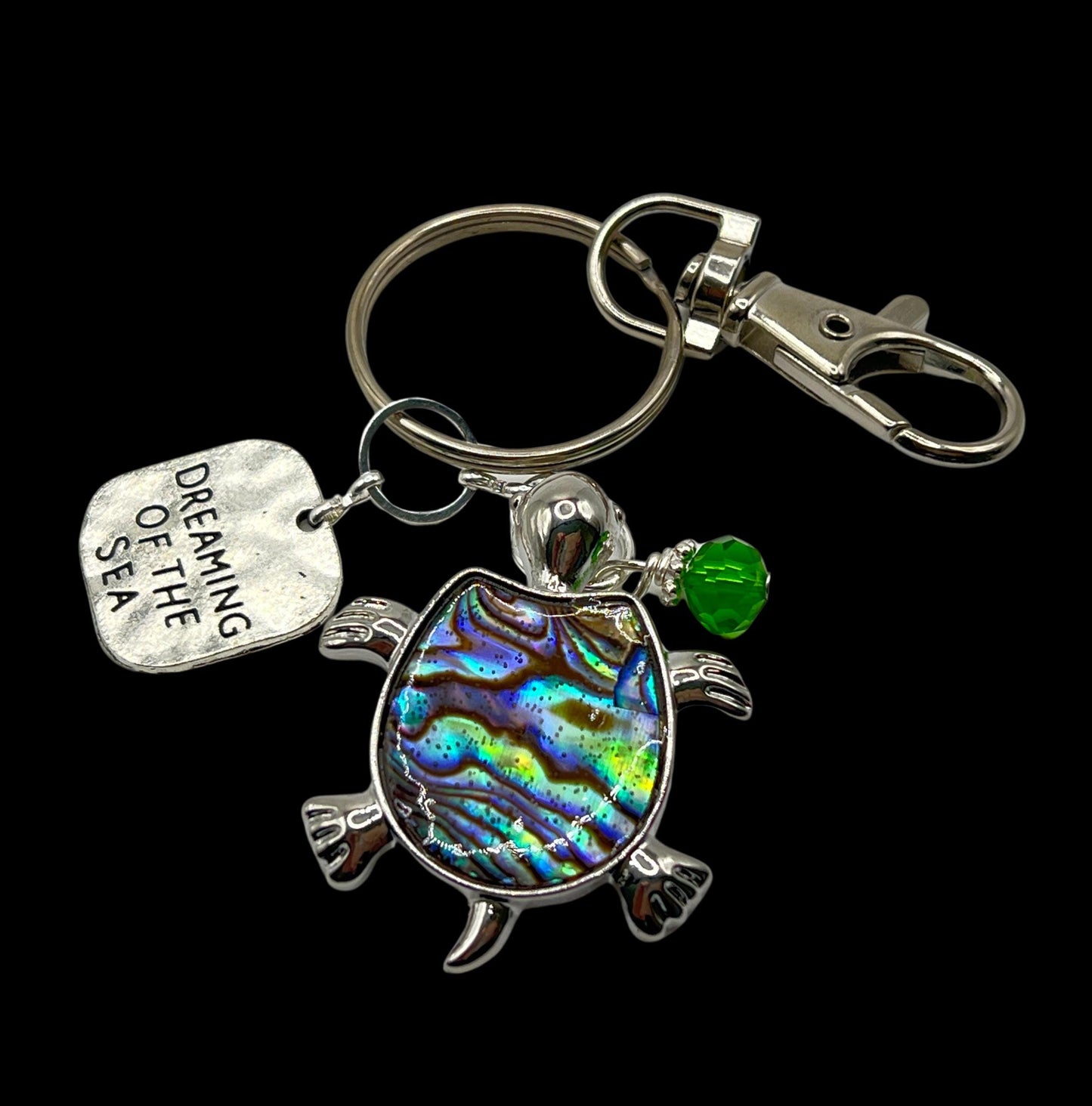 Sea Turtle Keychain – Rhinestone Turtle Charm, Beach Quote Purse Charm Gift