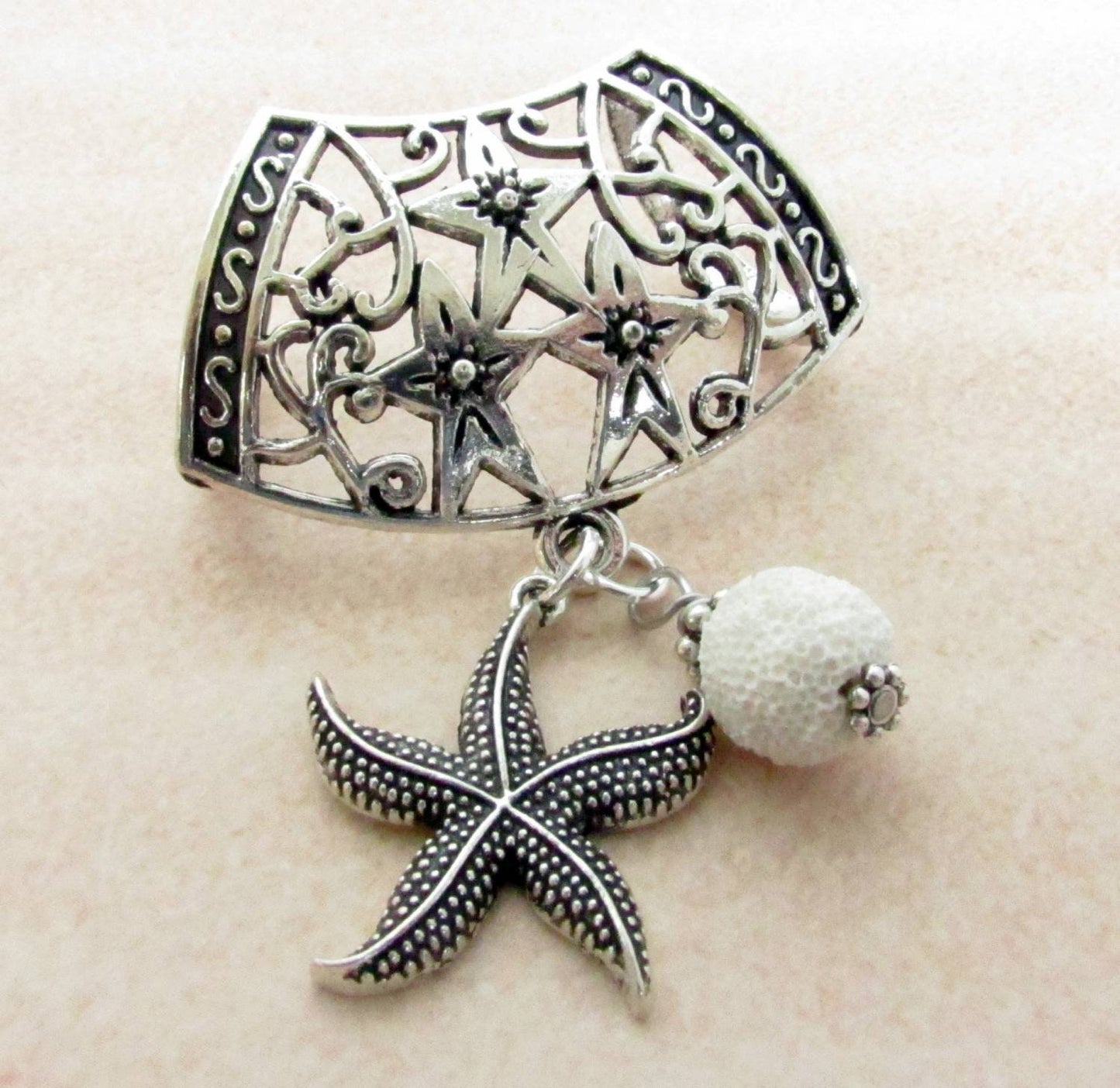 Starfish Scarf Slide – Essential Oil Diffuser Scarf Jewelry, Coastal Gift for Her