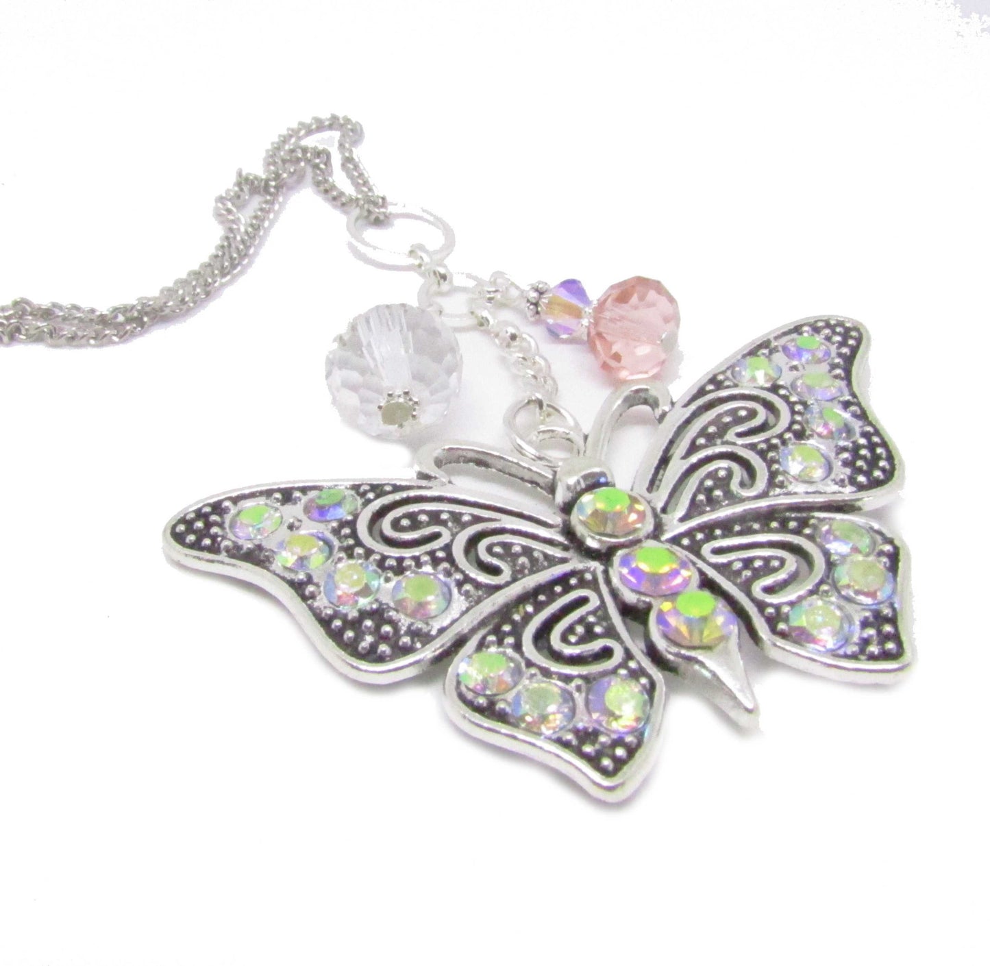 Butterfly Car Charm – Rhinestone Rear View Mirror Sun Catcher, Sparkling Handmade Gift for Her