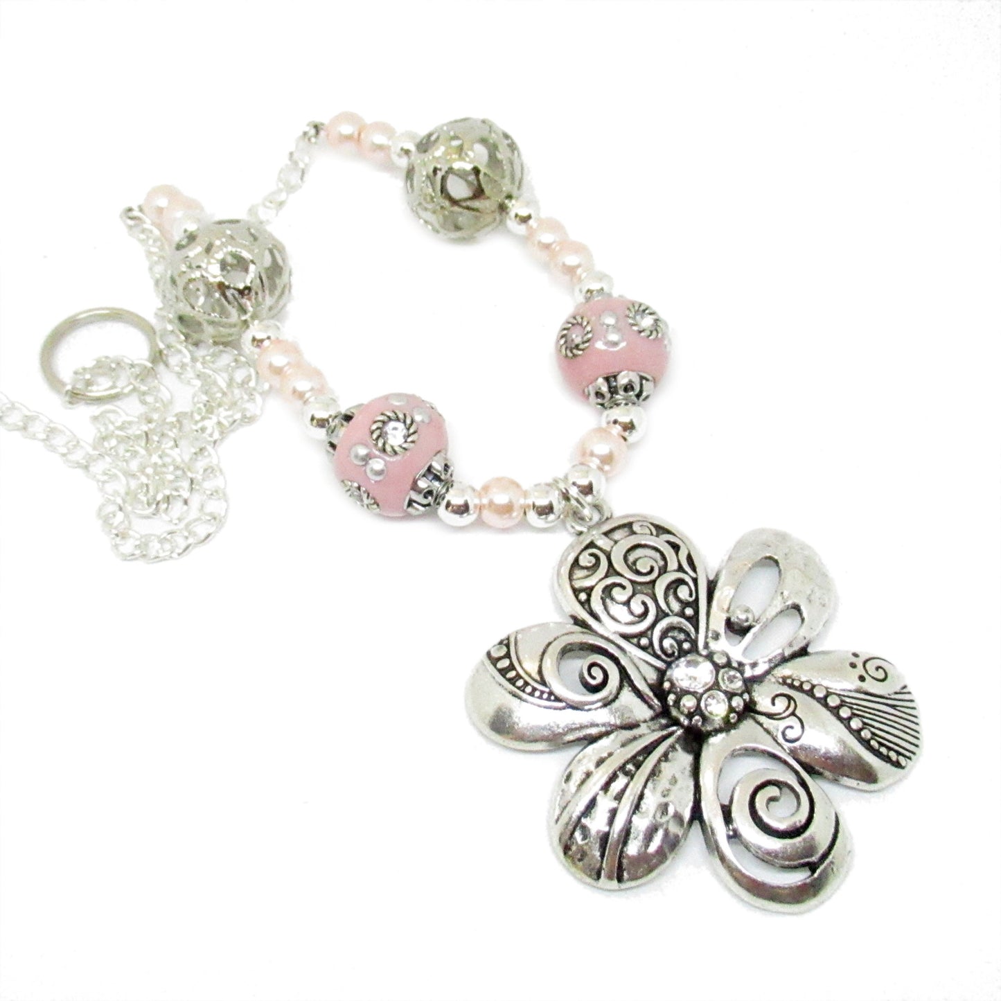 Pink Crystal Flower Curtain Tiebacks – Shabby Chic Beaded Drapery, Girls Room & Romantic Decor Set of 2
