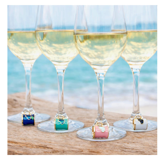 Wine Glass Charms – Enamel Coffee Cup Drink Markers, Set of 4 Multicolor Hearts