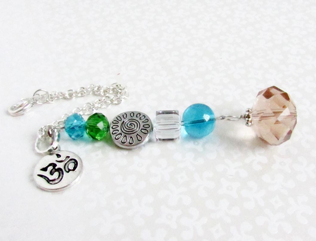 Ohm Rear View Mirror Charm – Crystal Car Dangle & Yoga Sun Catcher, Mindfulness Gift for Yogis