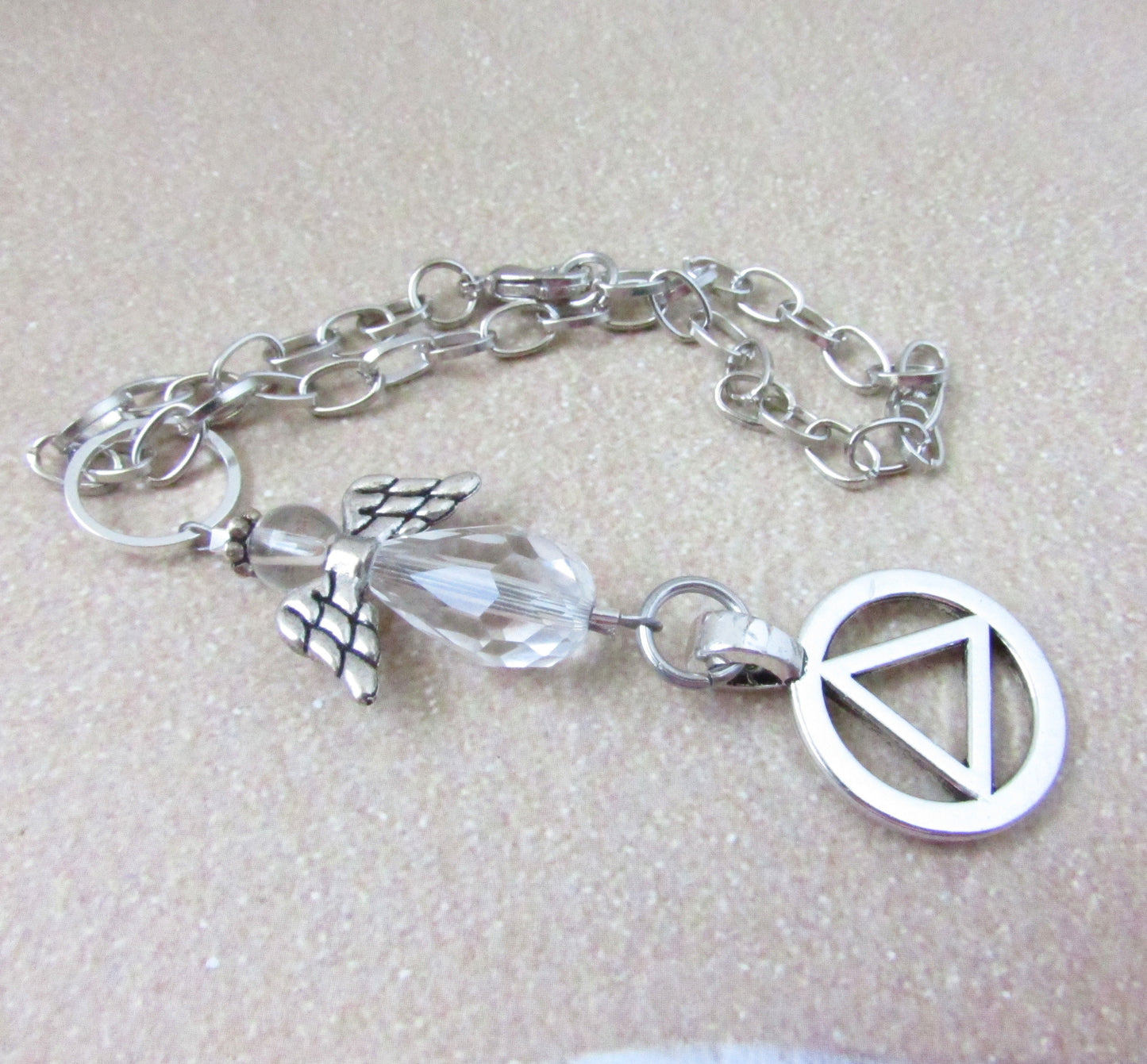 Angel Car Charm – Crystal Sun Catcher Sobriety & Recovery Rear View Mirror Dangle, Gift for Her