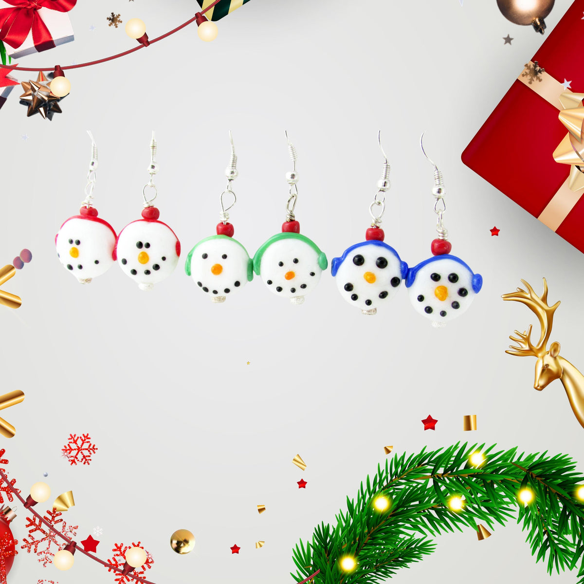 Whimsical Snowman Earrings - Holiday Stocking Stuffer