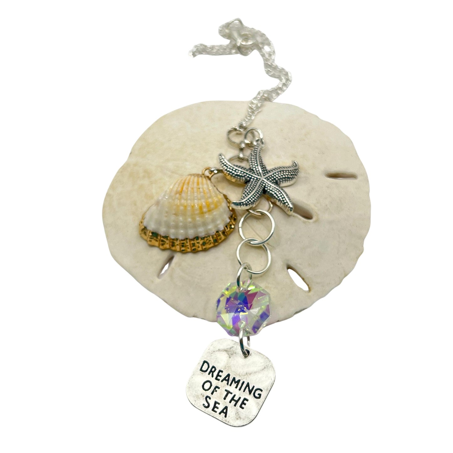 Sea Shell Rearview Mirror Charm, Starfish Beach Quote Suncatcher