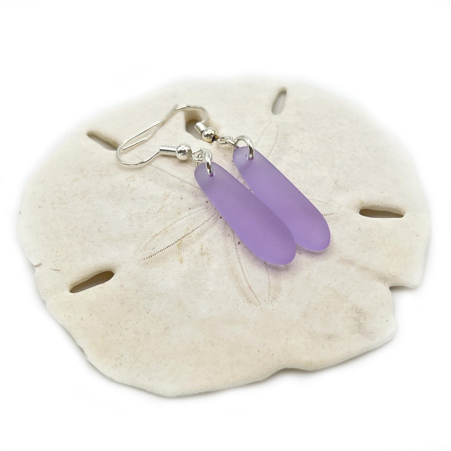 Boho Sea Glass Dangle Earrings – Yellow, Blue, Green or Purple, Handmade Coastal Beach Gift