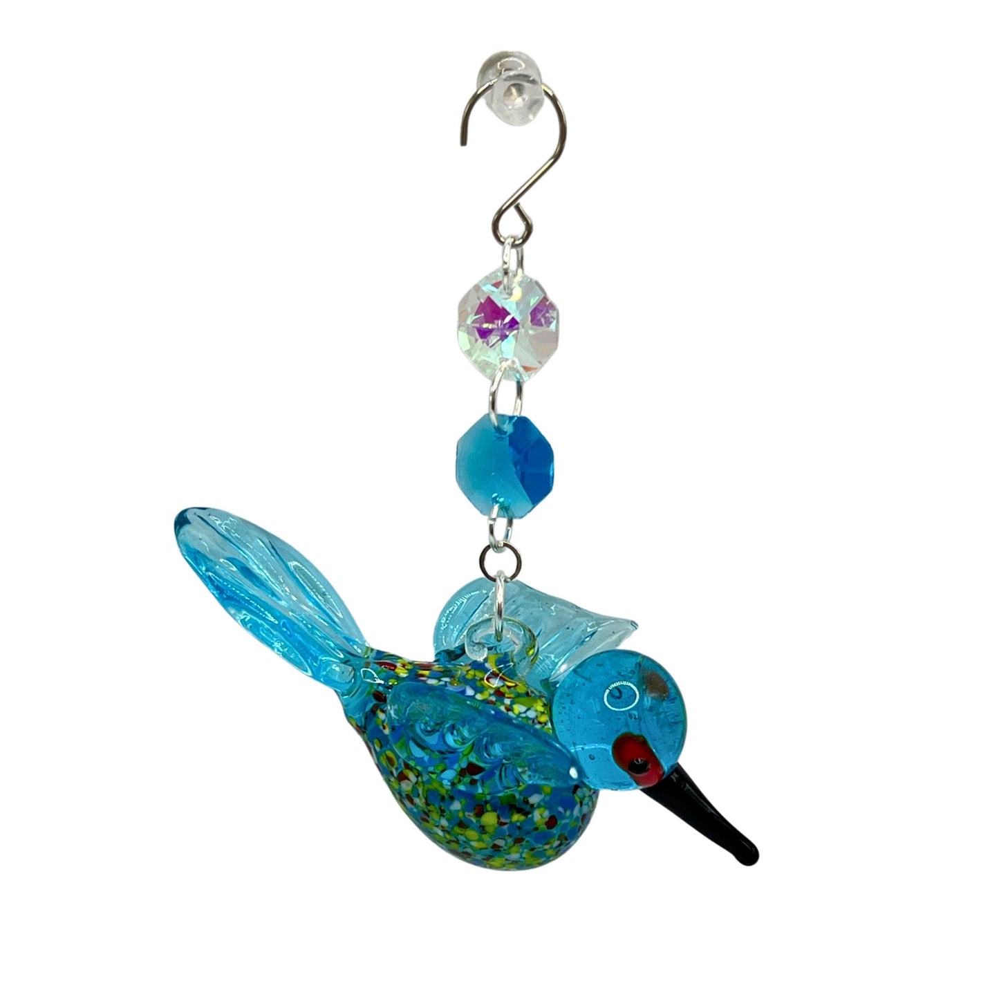 Glass Hummingbird Sun Catcher – Crystal Beaded Window Decor, Handmade Nature Gift (Green or Turquoise)