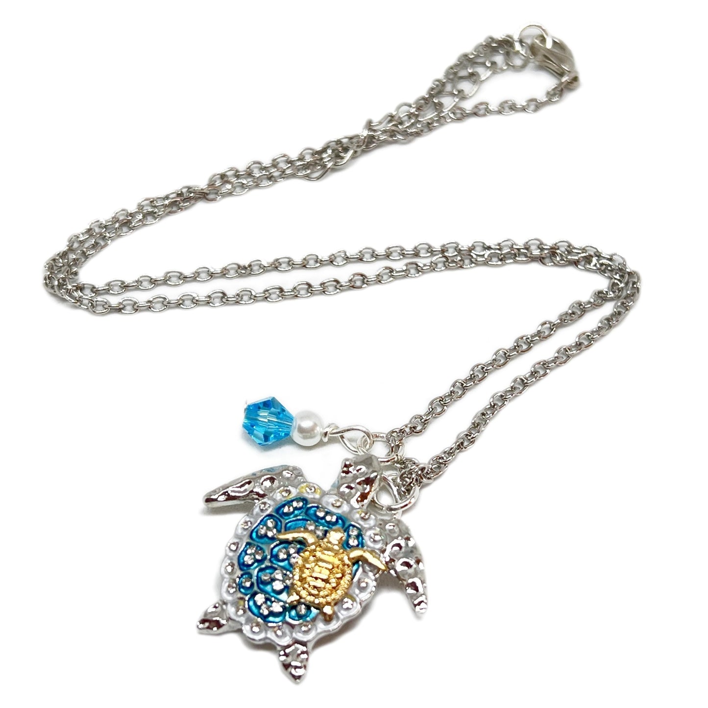 Mom & Baby Sea Turtle Necklace – Turquoise Shell Pendant, Coastal Beach Jewelry Mother's Day Gift