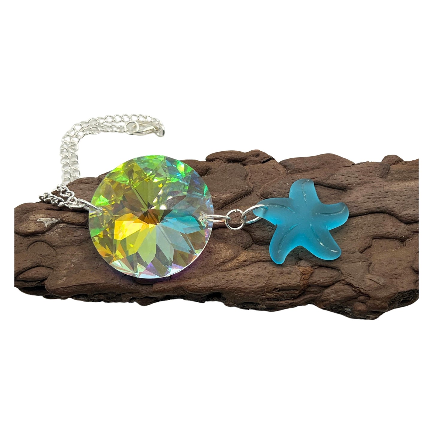 Crystal Prism Sun Catcher Car Charm – Starfish or Heart, Rainbow Light Rear View Mirror Dangle