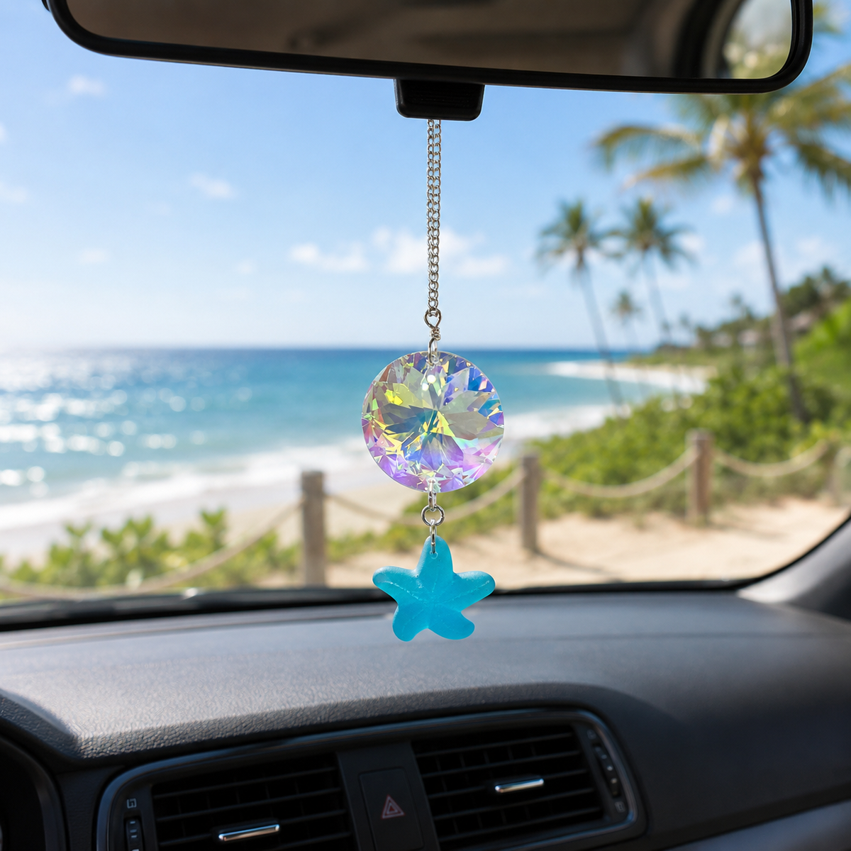 Crystal Prism Sun Catcher Car Charm - Starfish or Heart
