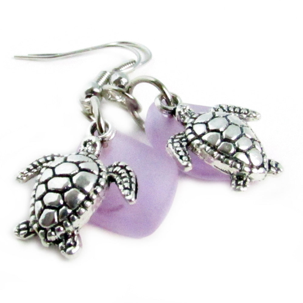 Sea Turtle & Starfish Earrings – Sea Glass Beach Jewelry, Choose Your Design & Color