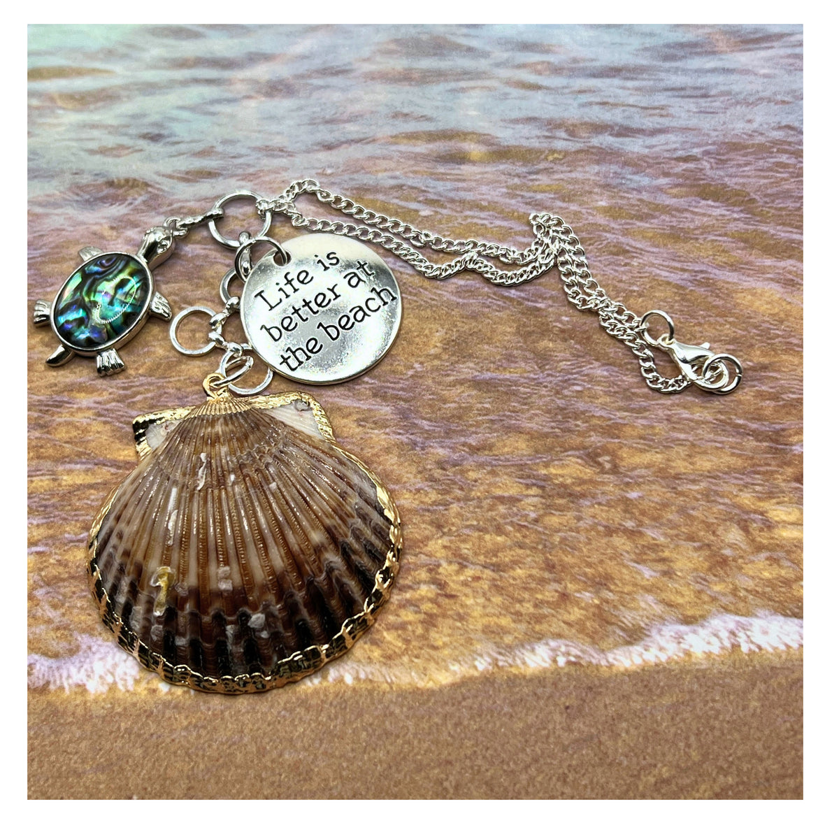 Abalone Turtle Car Charm - Shell Rear View Mirror Dangle