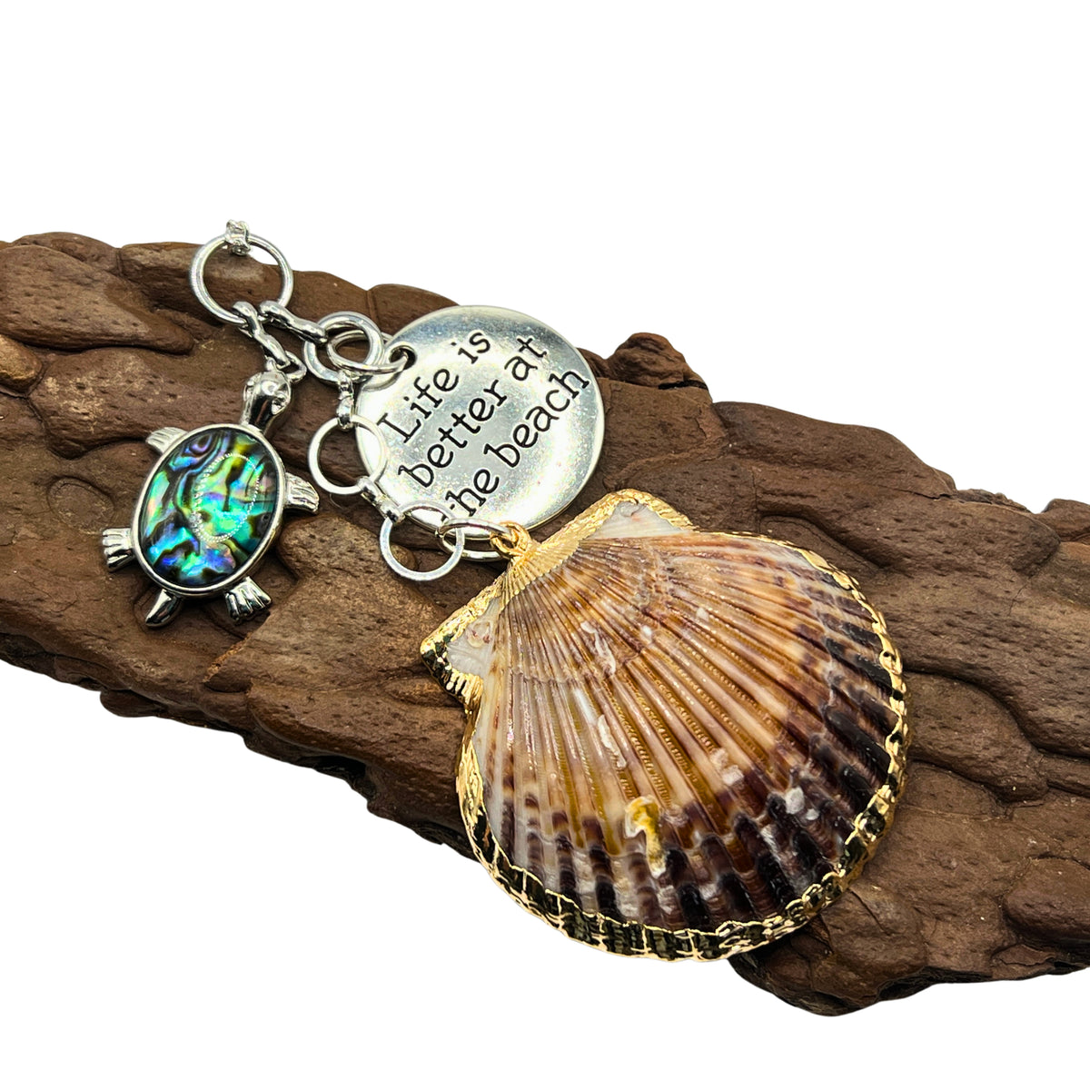 Abalone Turtle Car Charm - Shell Rear View Mirror Dangle