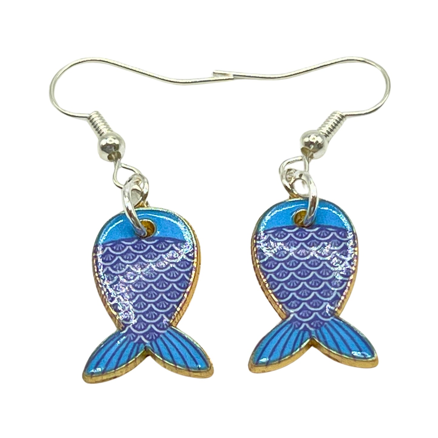 Enamel Fish Dangle Earrings – Colorful Whimsical Beach Jewelry, Handmade Gift for Her