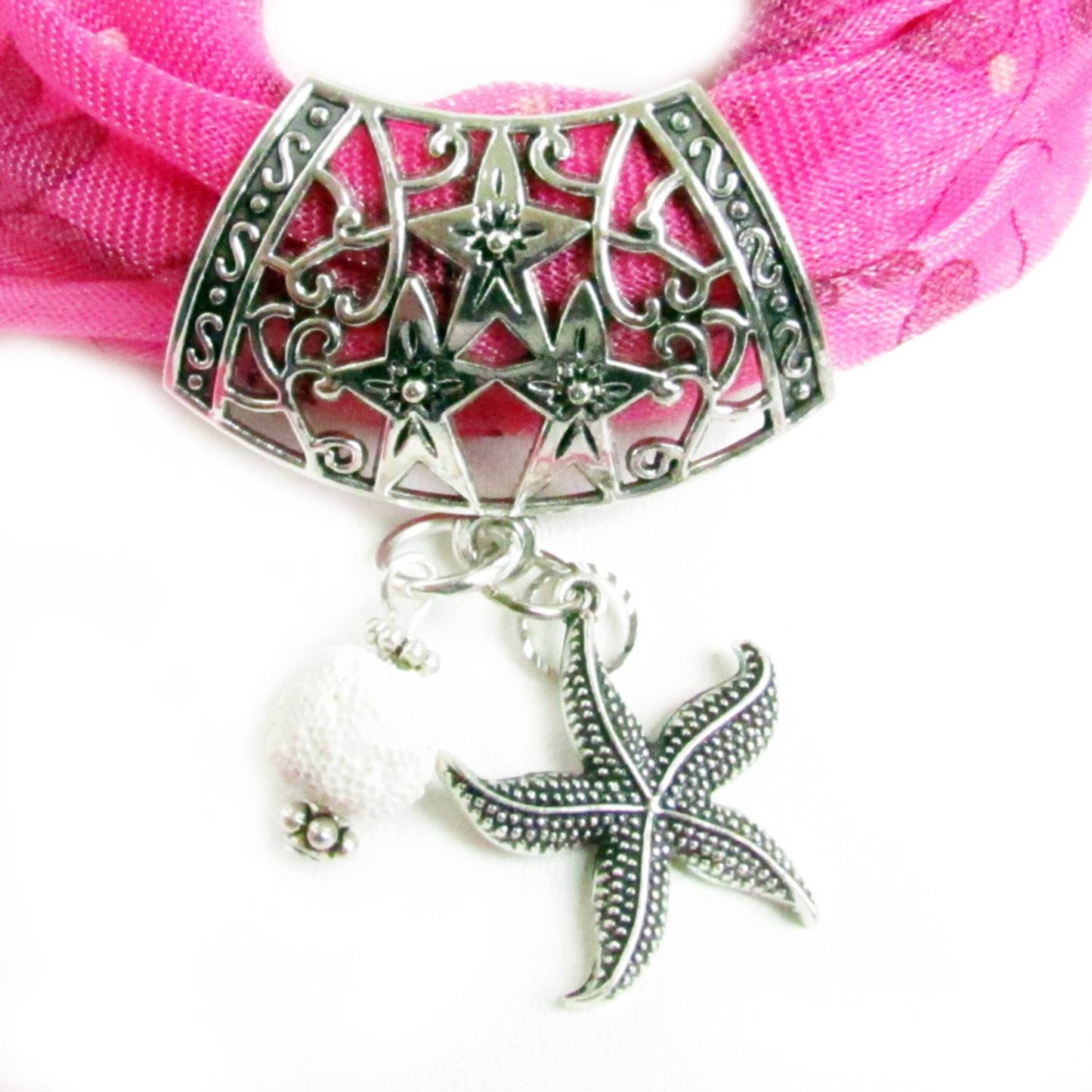 Starfish Scarf Slide – Essential Oil Diffuser Scarf Jewelry, Coastal Gift for Her