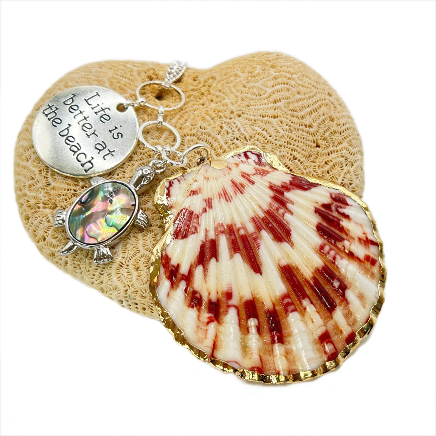 Abalone Turtle Car Charm – Shell Rear View Mirror Dangle, Coastal Ocean Gift
